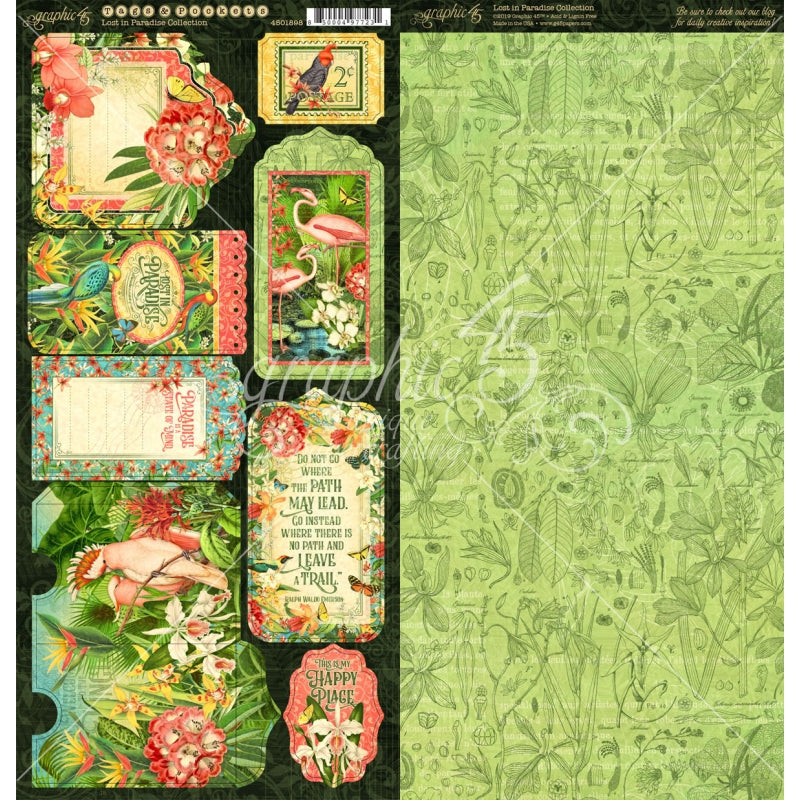 Graphic 45 Lost In Paradise Tags & Pockets