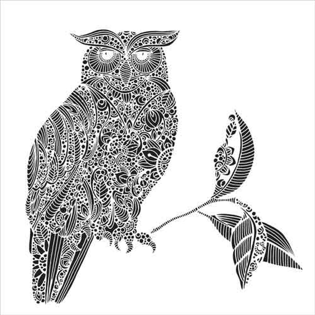 The Crafters Workshop 12x12 Stencil Wise Owl