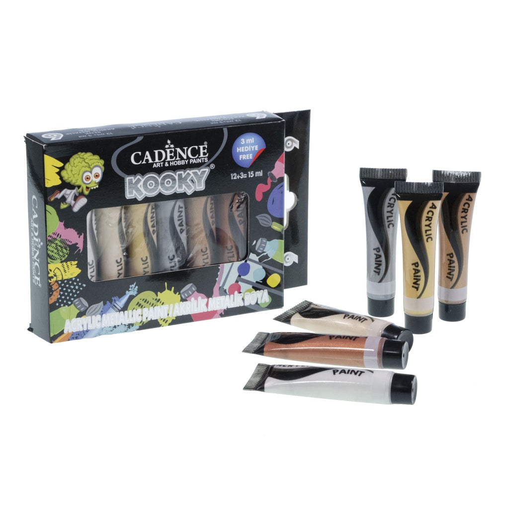 Cadence Kooky Metallic Acrylic Paint Set - 15 Ml (6 Pieces)