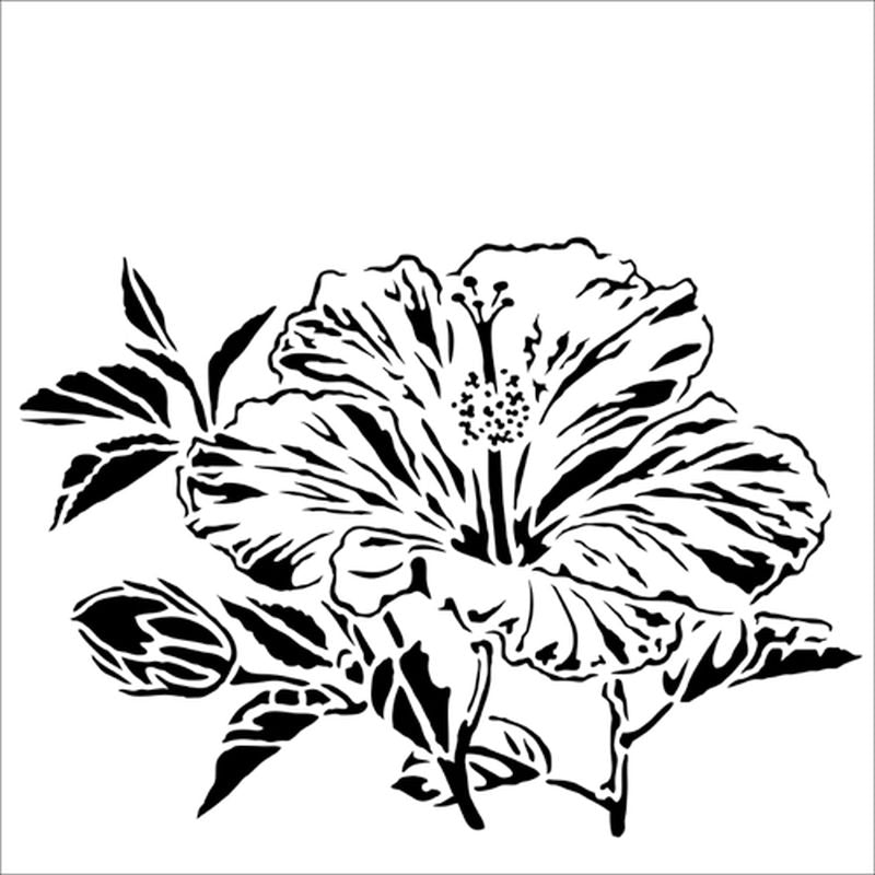 The Crafters Workshop 12x12 Stencil Hibiscus