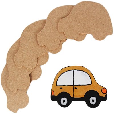 Yart Factory Car Flat Ornament - 6 Pack - Mdf