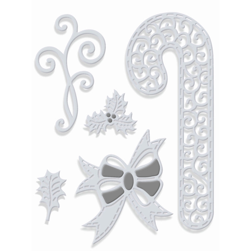 Sue Dix Swirly Candy Cane And Embellishments Sweet Dixie Cutting Die