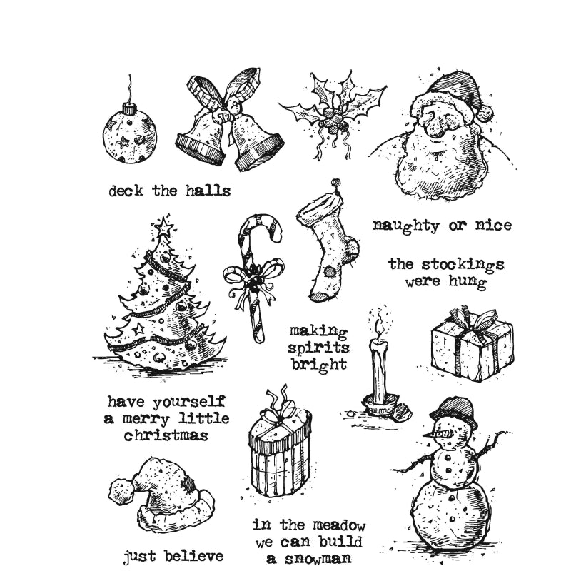 Art Gone Wild Tattered Christmas Cling Stamps