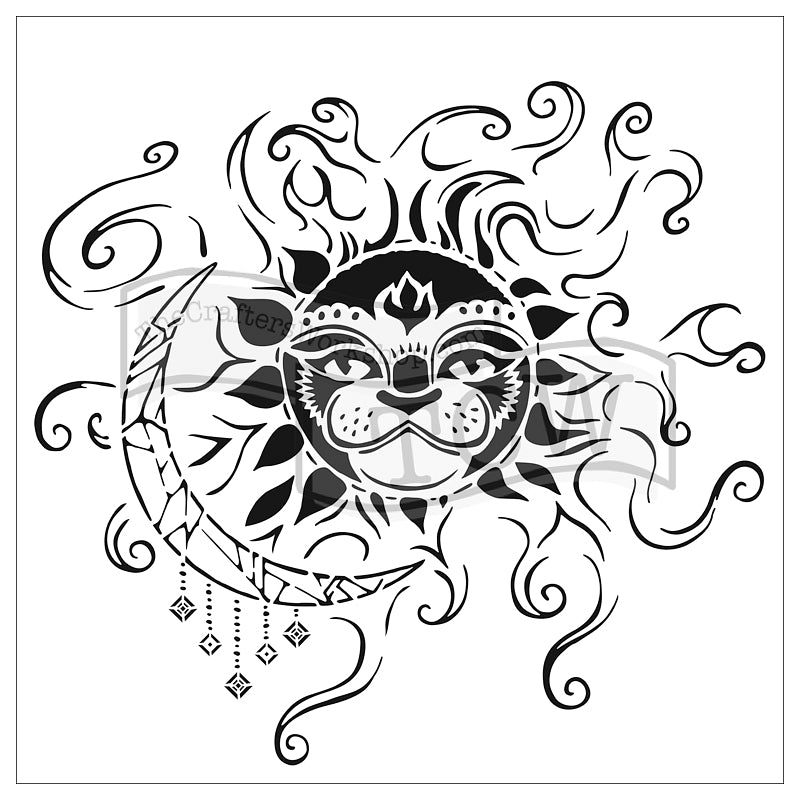 The Crafters Workshop 6x6 Stencil Sun And Moon