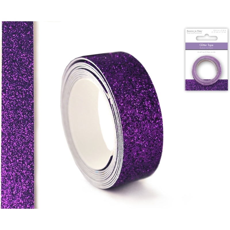 Glitter Tape 1.5cmx1.2m Purple 3's (3 X Rolls)