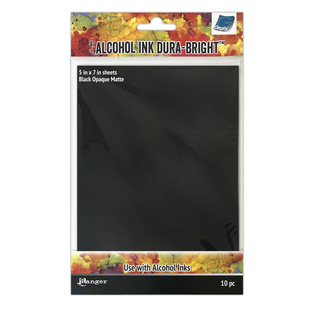 Ranger Tim Holtz Alcohol Ink Dura - Bright Black Opaque Matte Surface (10 Sheets, 5 X 7)