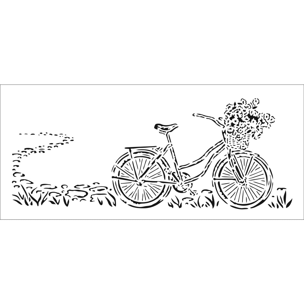 The Crafters Workshop 4x9 Slimline Stencil Pretty Bicycle