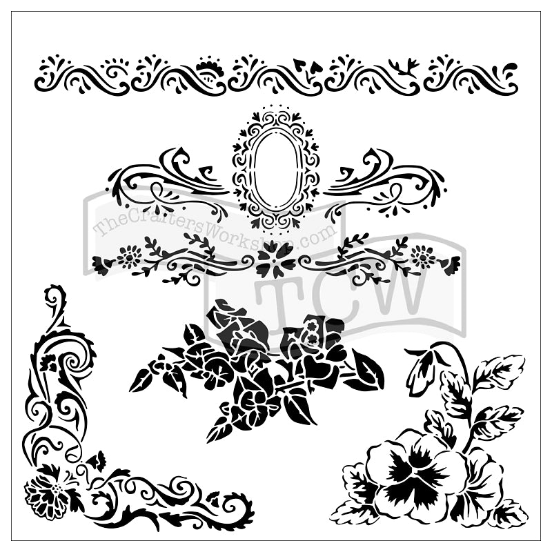 The Crafters Workshop 6x6 Stencil Floral Flourish