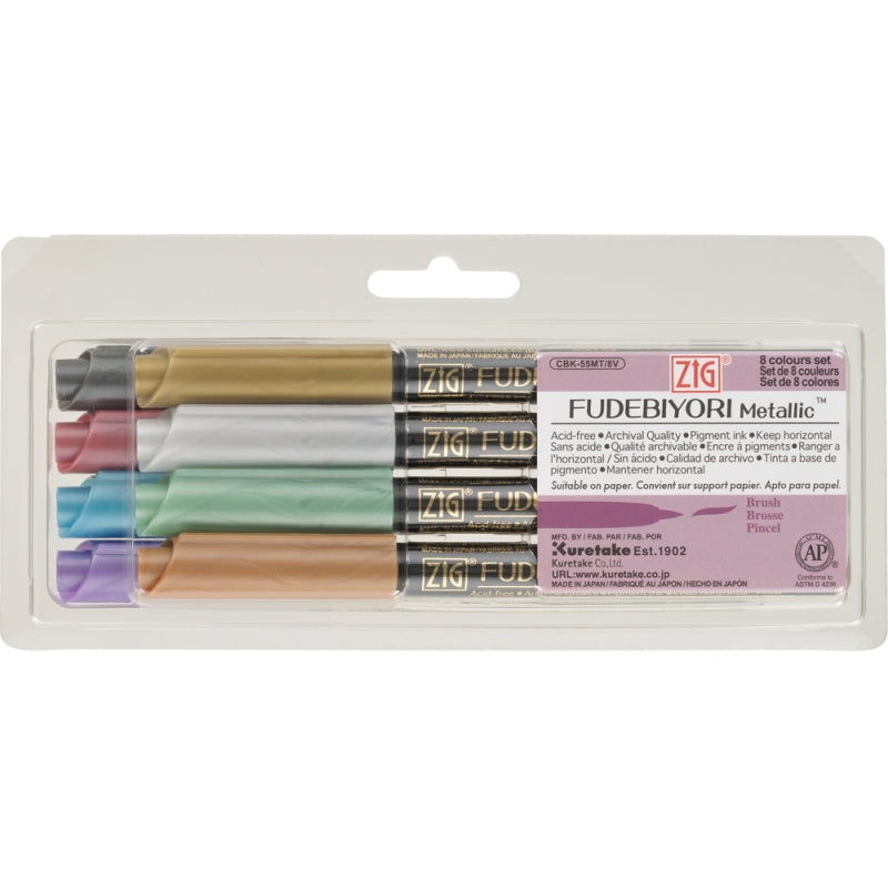 Kuretake Zig Fudebiyori Metallic 8 Colour Set