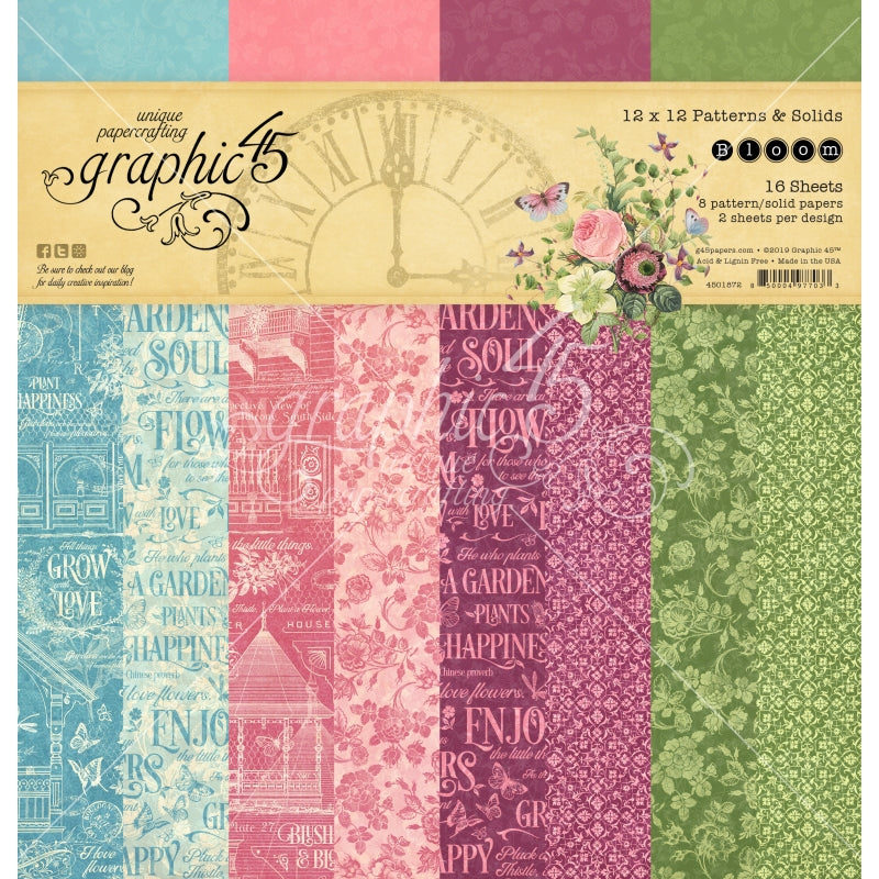 Graphic 45 Bloom 12x12 Patterns & Solid Pad