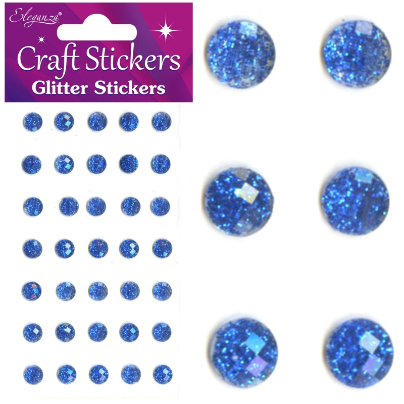 Glitter Gems Craft Stickers - 8mm - Royal Blue - 35mm Pieces