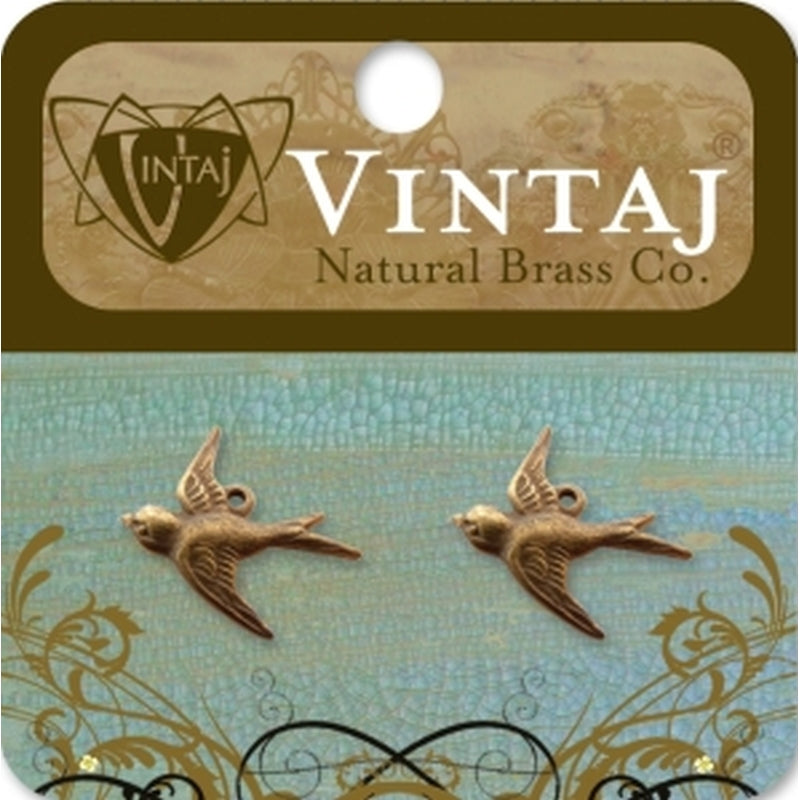 Vintaj Natural Brass Co. 17x17mm Bird Charm